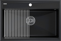 Мойка Paulmark STEPIA 80 + ролл-мат Step PM117551-BLM+R375-BS черный металлик